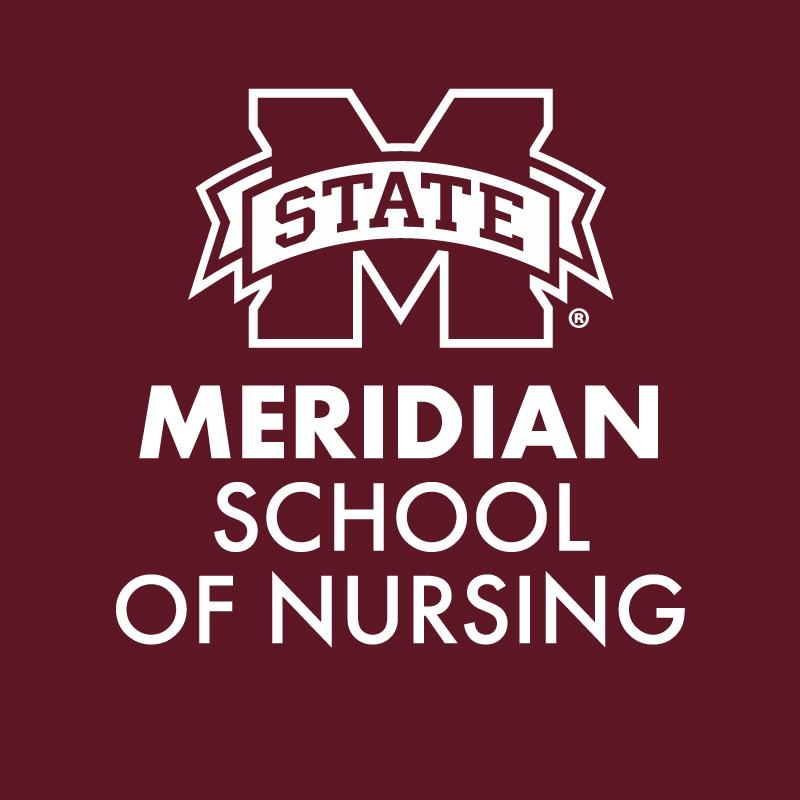 Block M State logo and text "Meridian School of Nursing" in white on maroon background.